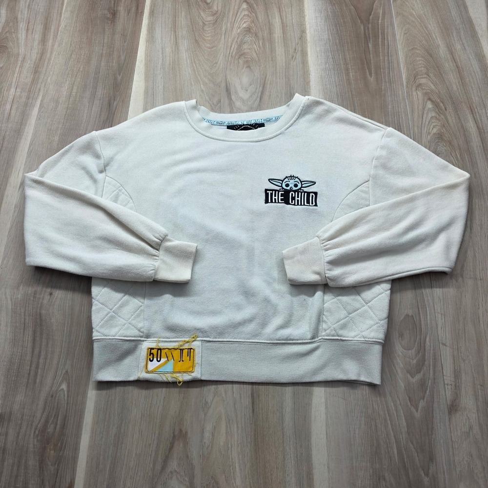 Star Wars‎ The Child Sweatshirt Grogu Mandalorian Wanted Pullover Size M Cream
